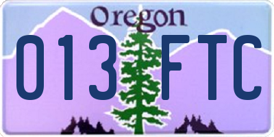 OR license plate 013FTC