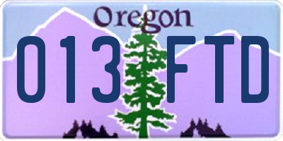OR license plate 013FTD