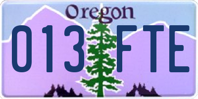 OR license plate 013FTE