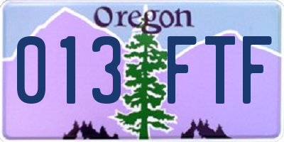 OR license plate 013FTF
