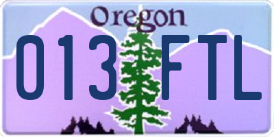 OR license plate 013FTL