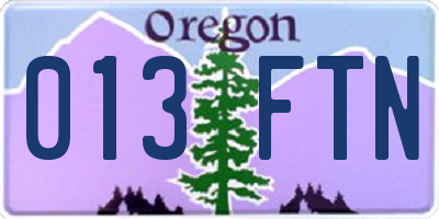 OR license plate 013FTN