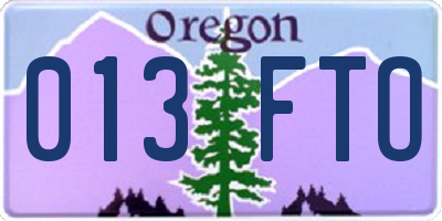 OR license plate 013FTO
