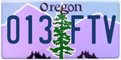 OR license plate 013FTV