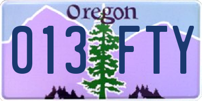 OR license plate 013FTY