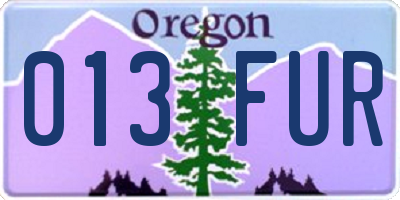 OR license plate 013FUR