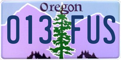 OR license plate 013FUS