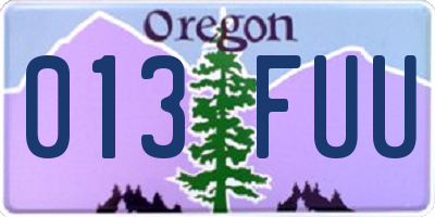 OR license plate 013FUU