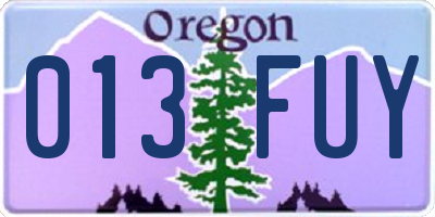 OR license plate 013FUY