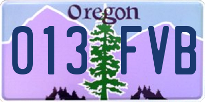 OR license plate 013FVB