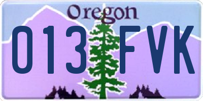 OR license plate 013FVK