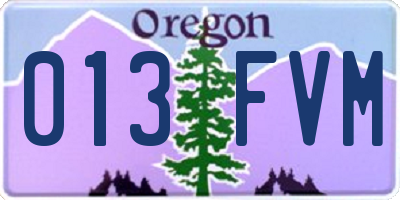 OR license plate 013FVM