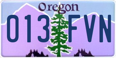 OR license plate 013FVN