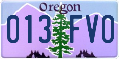 OR license plate 013FVO