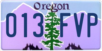 OR license plate 013FVP