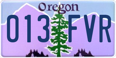 OR license plate 013FVR