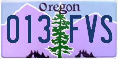 OR license plate 013FVS