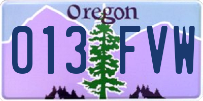 OR license plate 013FVW