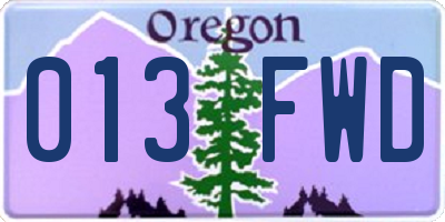 OR license plate 013FWD