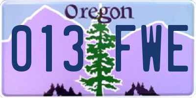 OR license plate 013FWE