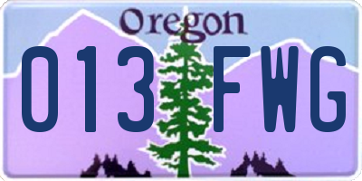 OR license plate 013FWG