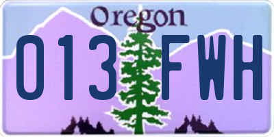 OR license plate 013FWH