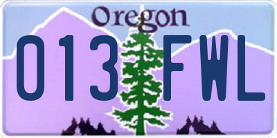 OR license plate 013FWL