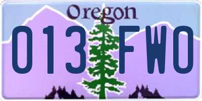 OR license plate 013FWO