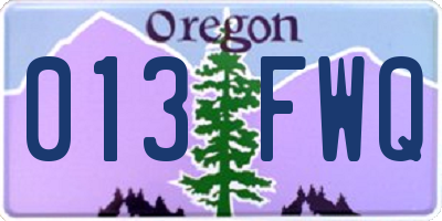 OR license plate 013FWQ