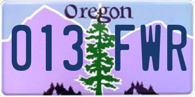 OR license plate 013FWR
