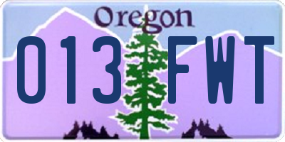 OR license plate 013FWT