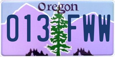 OR license plate 013FWW