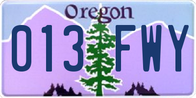 OR license plate 013FWY