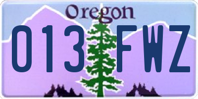 OR license plate 013FWZ