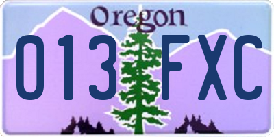OR license plate 013FXC