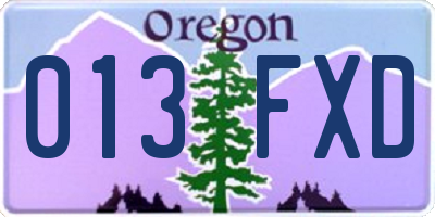 OR license plate 013FXD