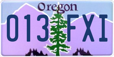 OR license plate 013FXI