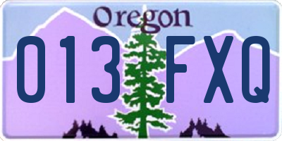 OR license plate 013FXQ