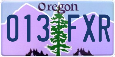 OR license plate 013FXR