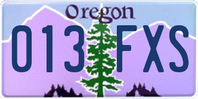 OR license plate 013FXS