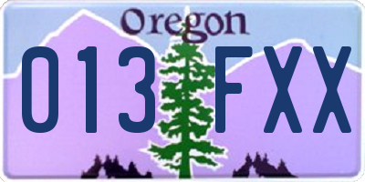 OR license plate 013FXX