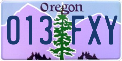 OR license plate 013FXY