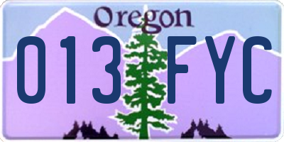OR license plate 013FYC