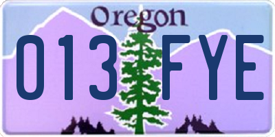 OR license plate 013FYE