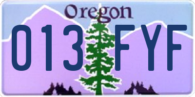 OR license plate 013FYF