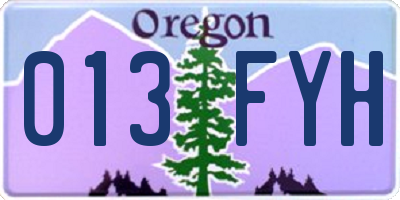 OR license plate 013FYH