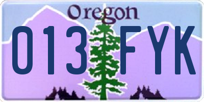 OR license plate 013FYK