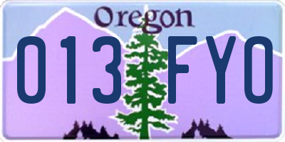 OR license plate 013FYO