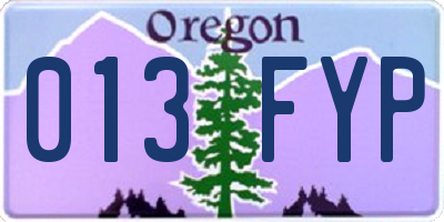 OR license plate 013FYP