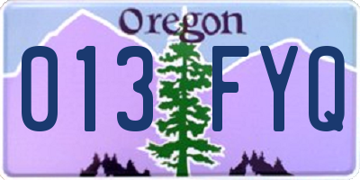 OR license plate 013FYQ